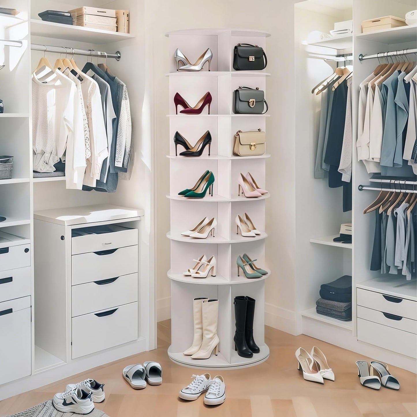 Rotating Shoe Rack Tower